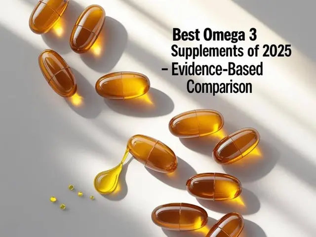 Opengebarsten omega 3 capsules met gele olie op een witte ondergrond – representatie van hoogwaardige visolie supplementen en transparante vergelijking.