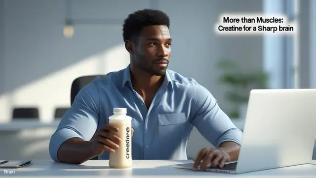 Man drinkt creatine op kantoor voor betere hersenfunctie en mentale scherpte