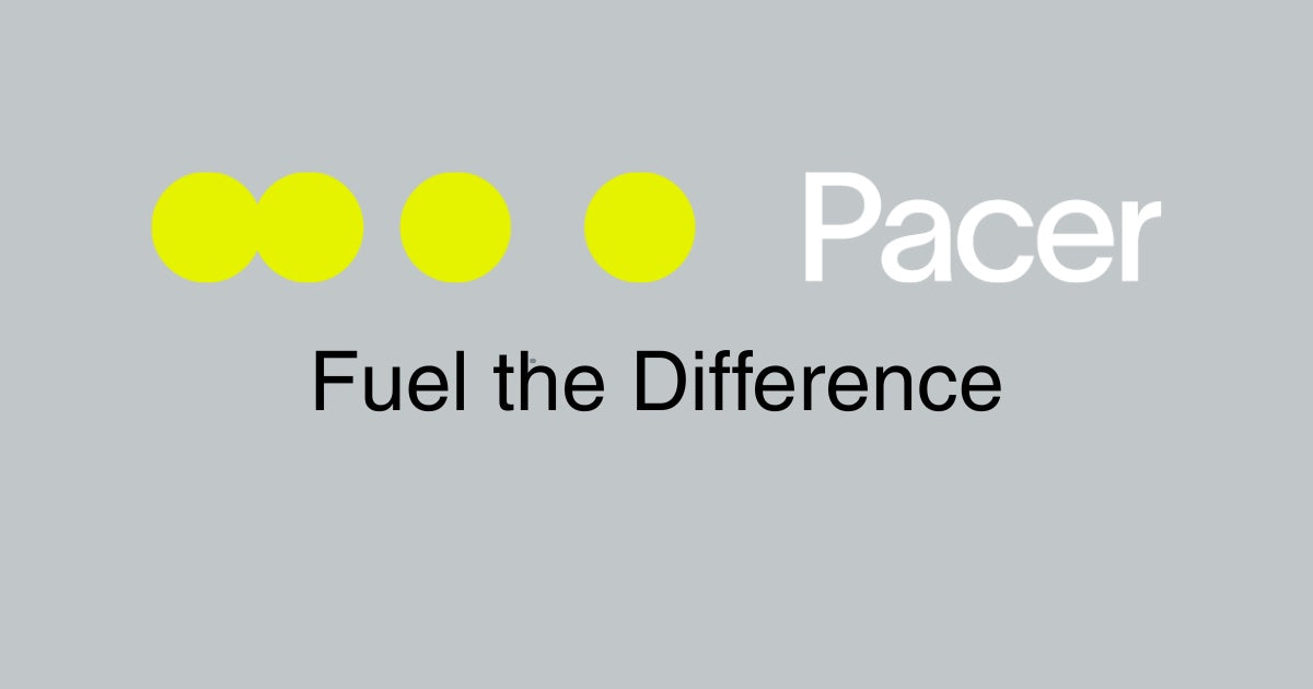PACER logo met slogan Fuel the Difference op grijze achtergrond